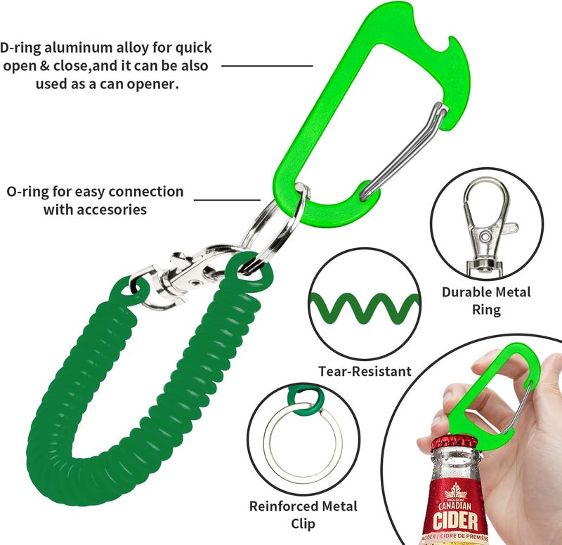 HOTEMIA Phone Tether Lanyard Anti Theft Phone Strap with Carabiner Anti-Drop Outdoor Skiing Hiking Cycling Fishing Climbing fit iPhone and Most Cell Phone (Black+Green) - Image 2